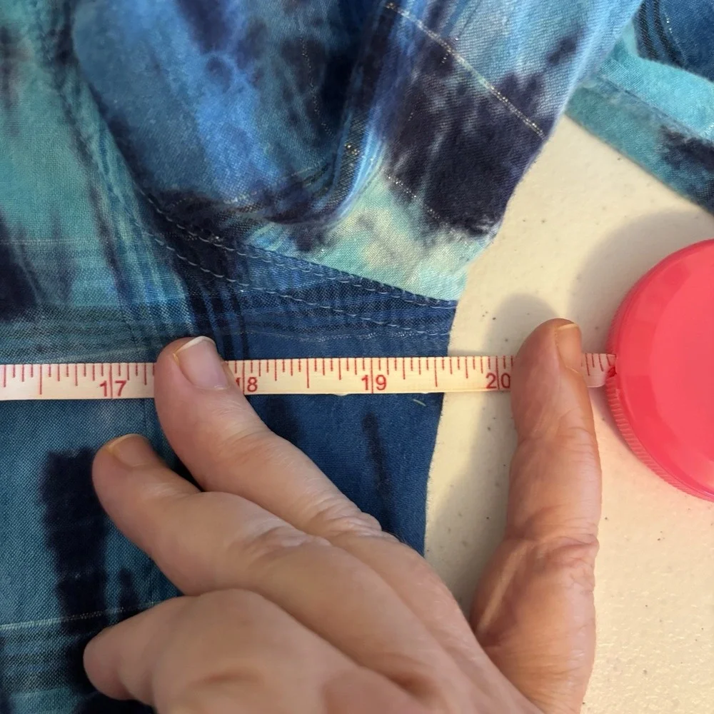 Y2K Justice‎ Girls Size 20 Blue Tie Dye Plaid Cotton Button Down Shirt Western